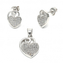 Hot Sales 925 Sterling Silver Jewelry Set Boucles d&#39;oreilles coeur Pendentifs